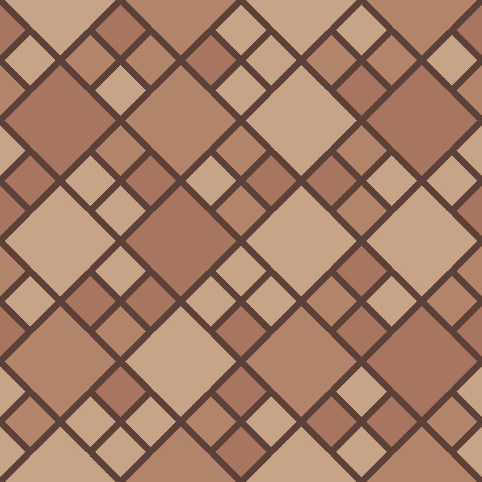 Brown pavement top view pattern, mosaic ornament vector