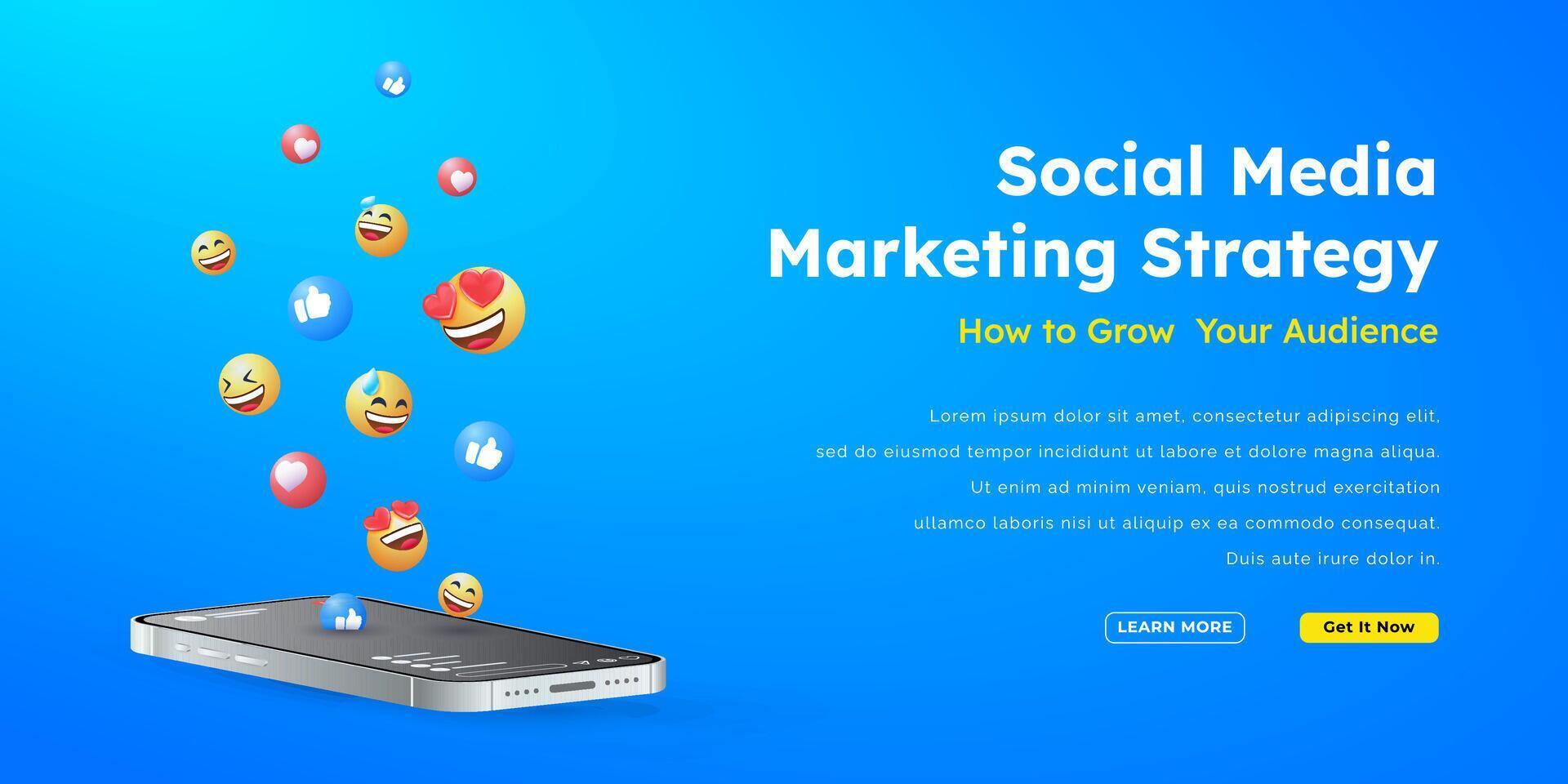 smartphone social media banner marketing seo illustration vector