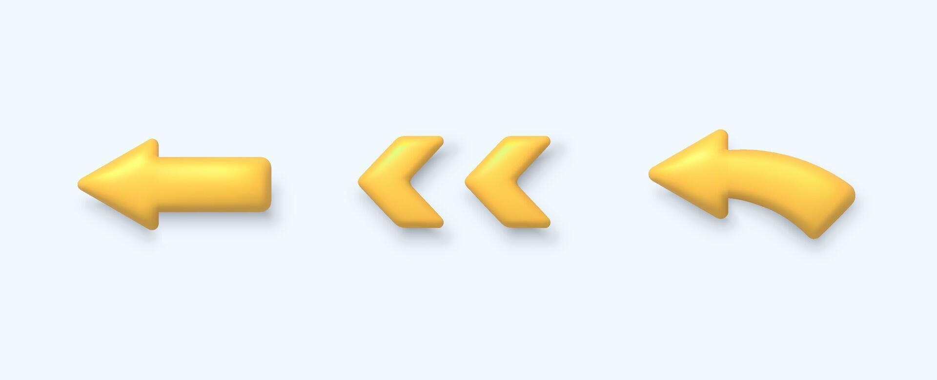 3d yellow arrow pointer isolated icons vector