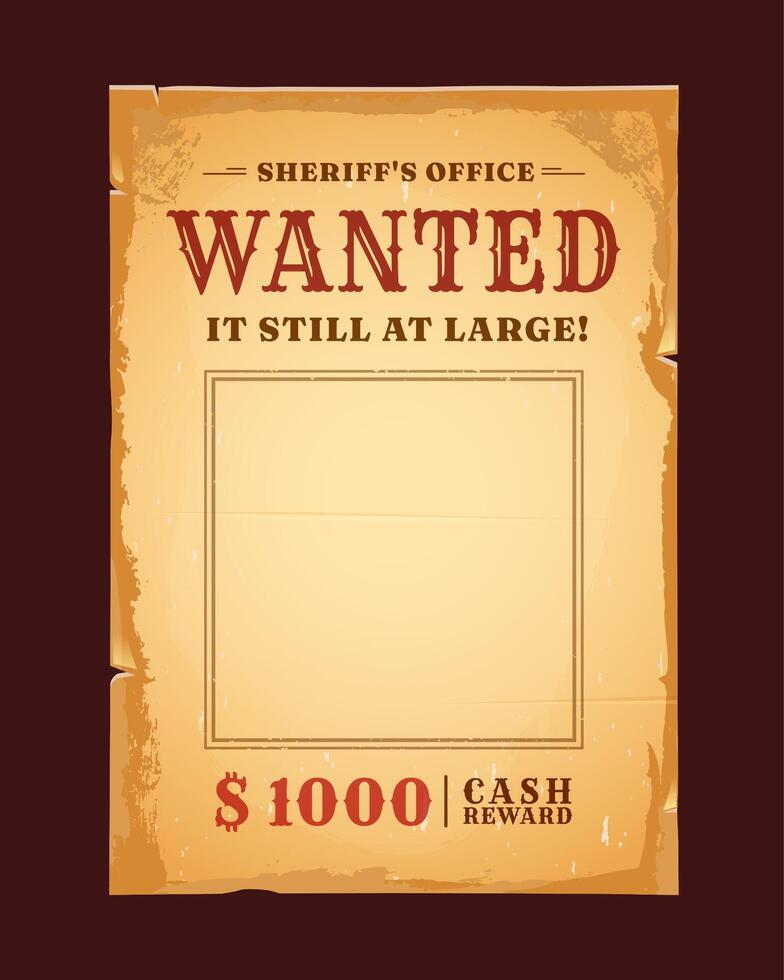 Western wanted banner, reward for dead or alive vector