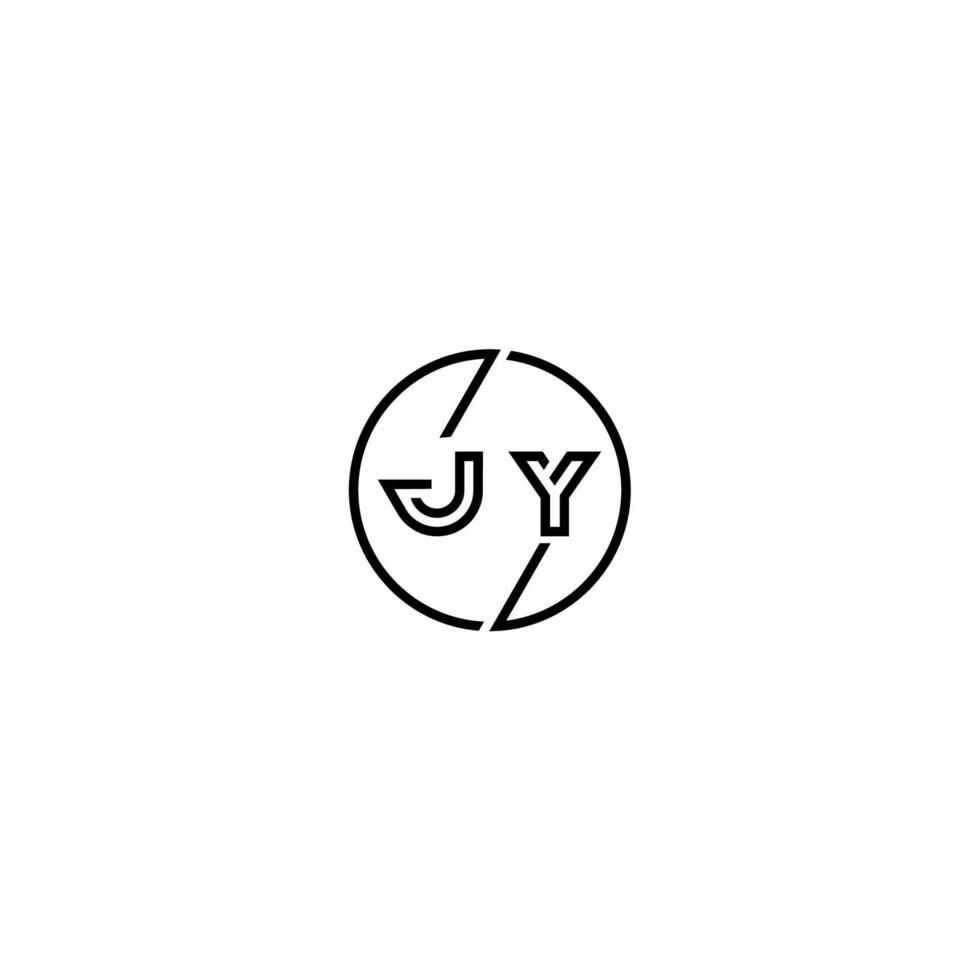 JY bold line concept in circle initial logo design in black isolated vector