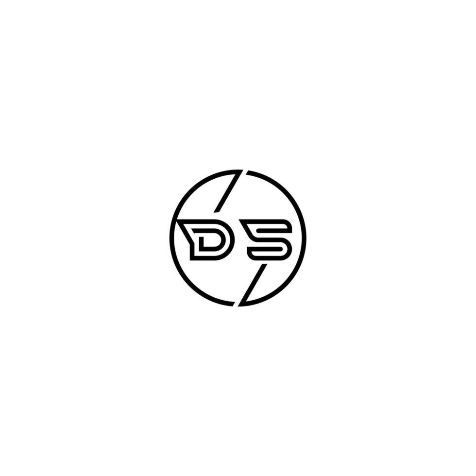 DS bold line concept in circle initial logo design in black isolated vector
