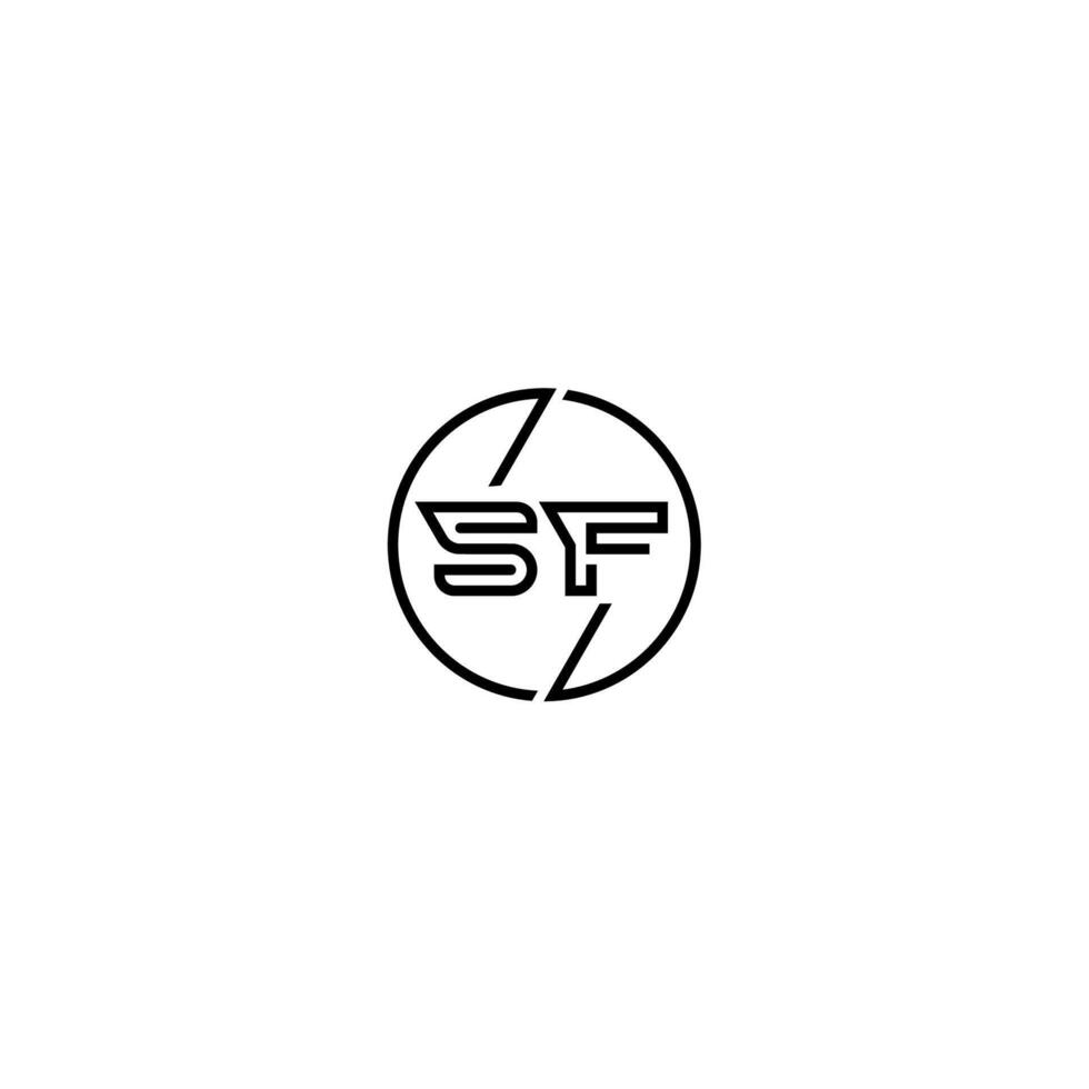 SF bold line concept in circle initial logo design in black isolated vector