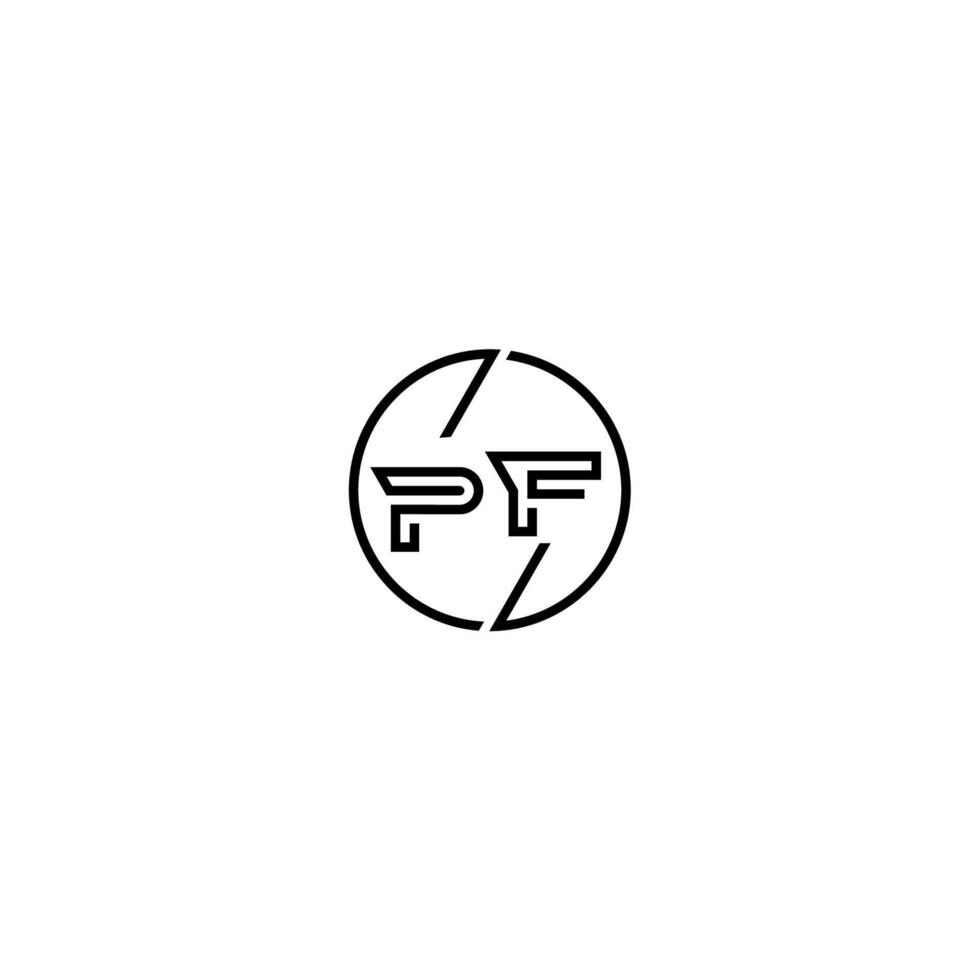 PF bold line concept in circle initial logo design in black isolated vector