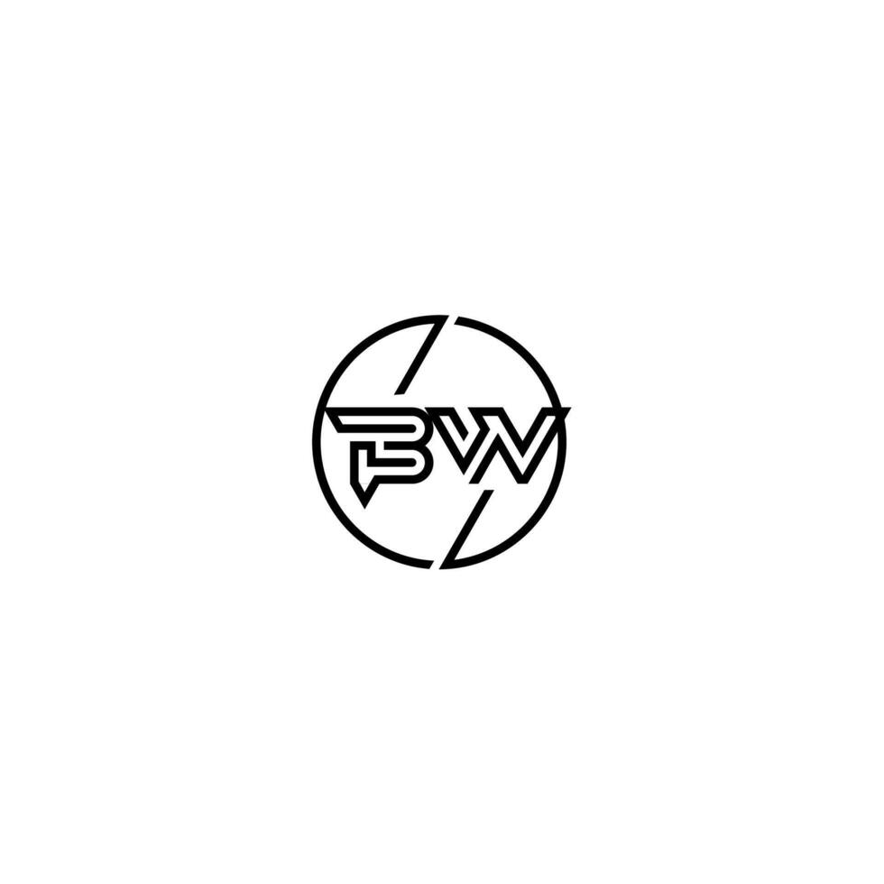 BW bold line concept in circle initial logo design in black isolated vector