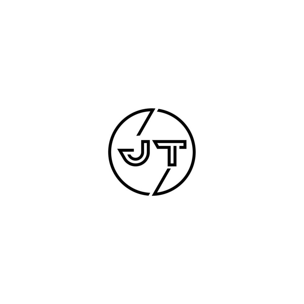 JT bold line concept in circle initial logo design in black isolated vector