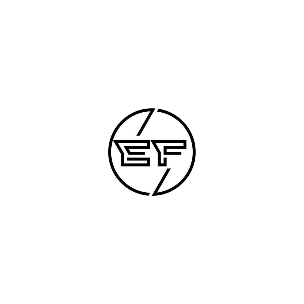 EF bold line concept in circle initial logo design in black isolated vector