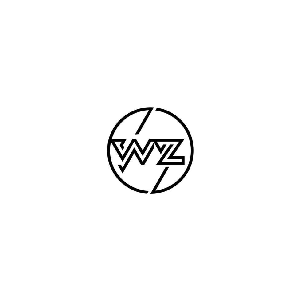 wz negrita línea concepto en circulo inicial logo diseño en negro aislado vector
