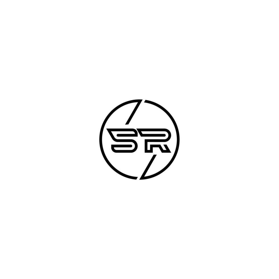 SR bold line concept in circle initial logo design in black isolated vector