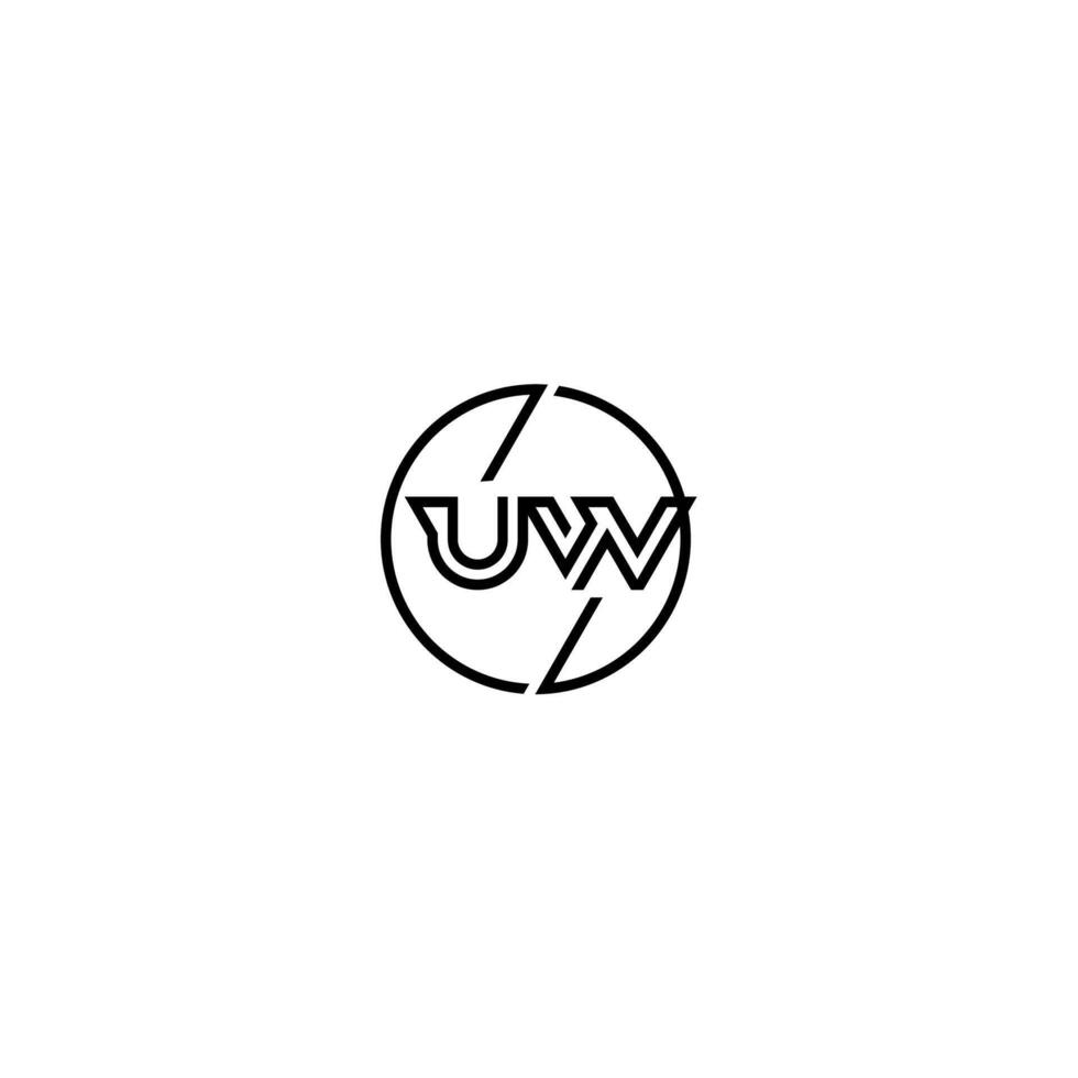 uw negrita línea concepto en circulo inicial logo diseño en negro aislado vector