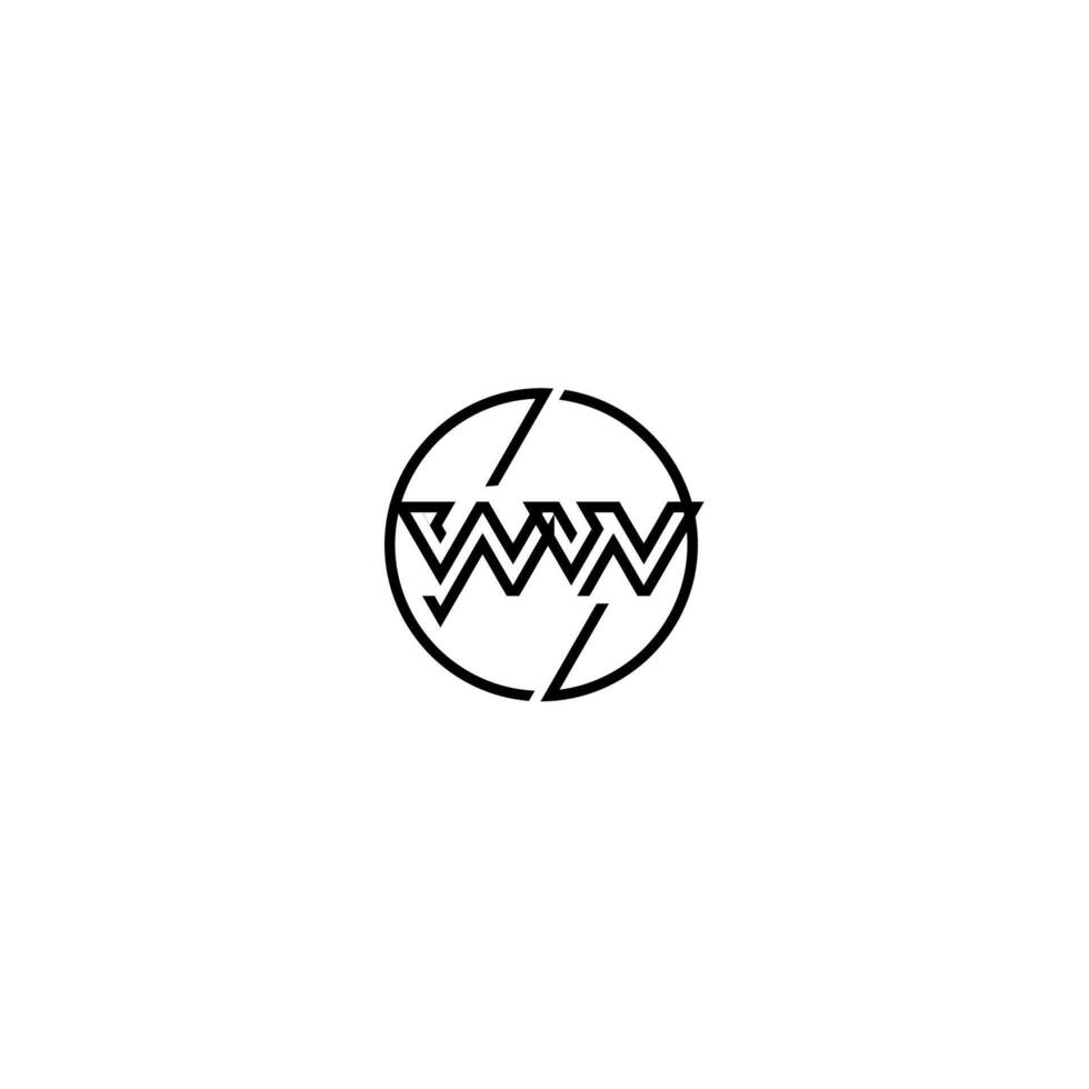 WW bold line concept in circle initial logo design in black isolated vector