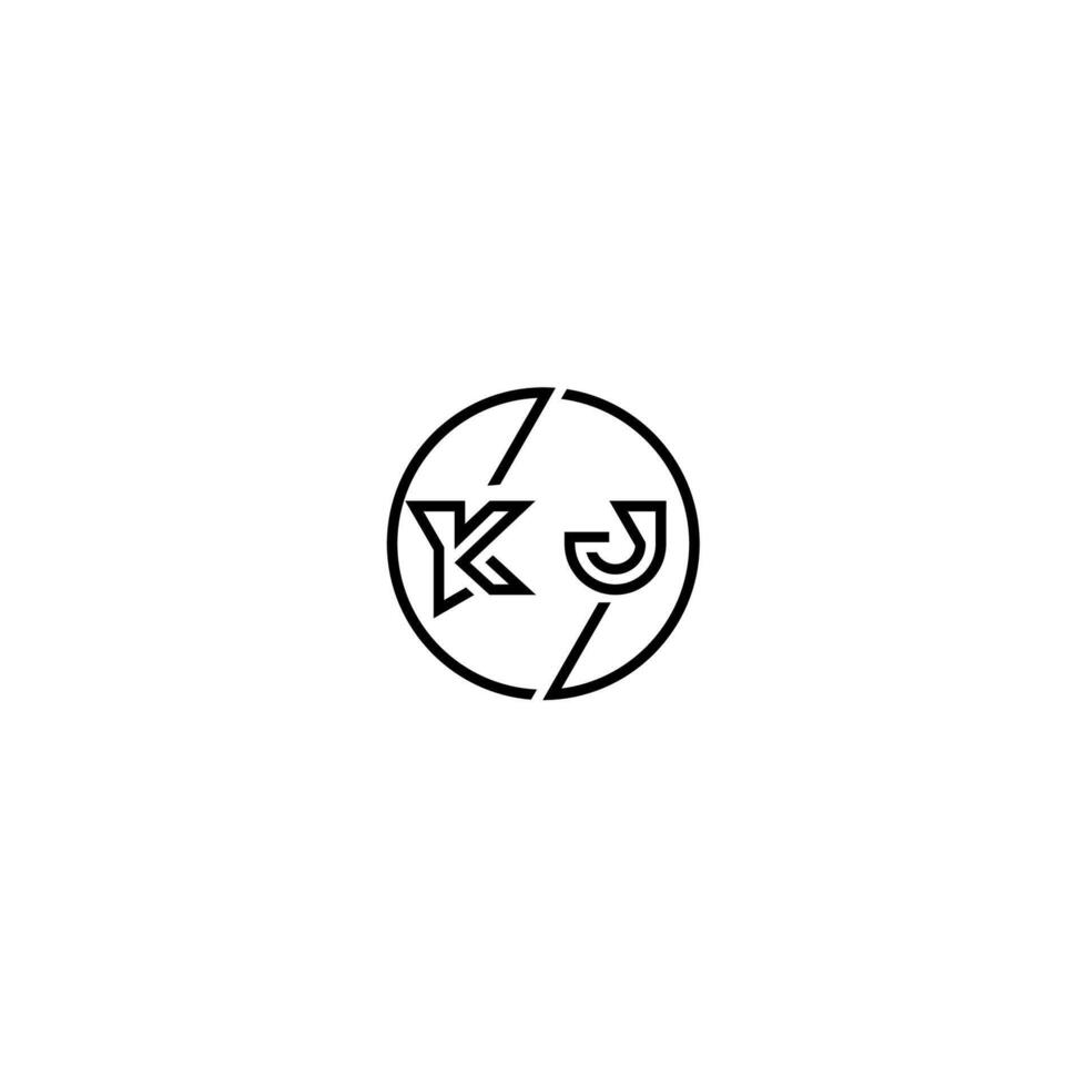 kj negrita línea concepto en circulo inicial logo diseño en negro aislado vector