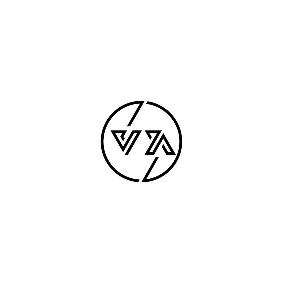 Virginia negrita línea concepto en circulo inicial logo diseño en negro aislado vector
