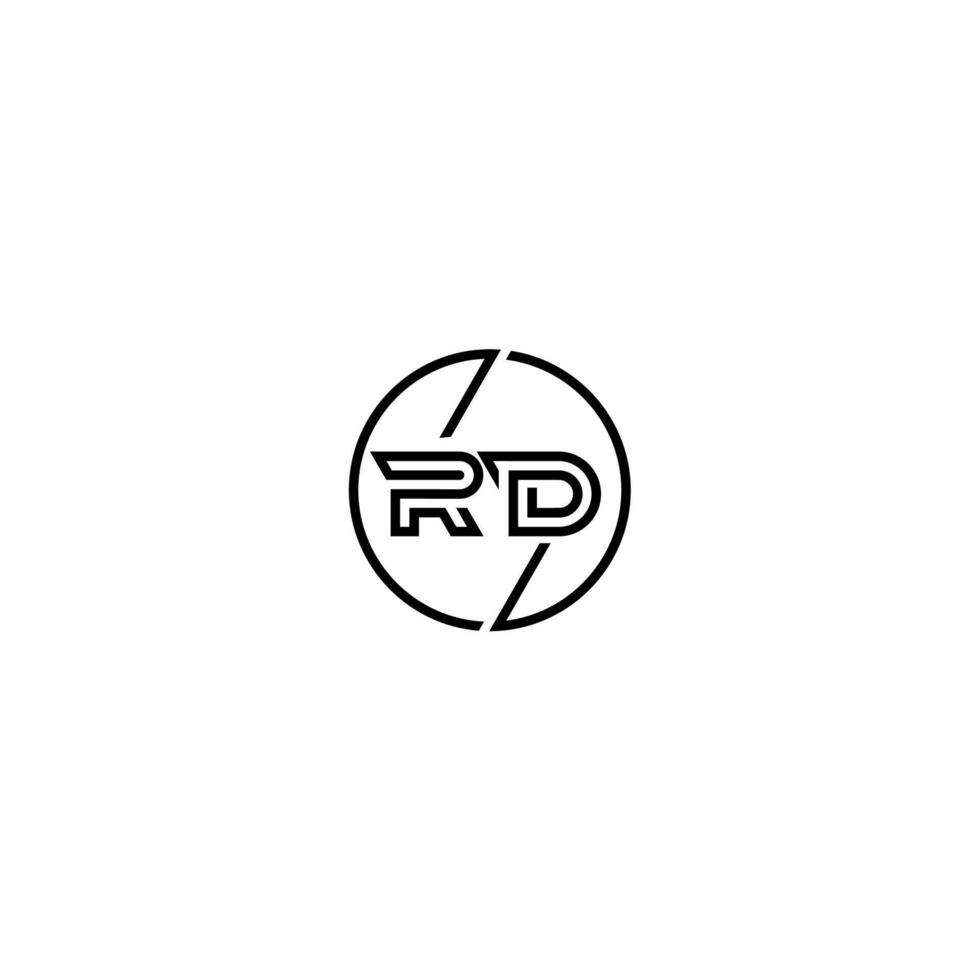 RD bold line concept in circle initial logo design in black isolated vector