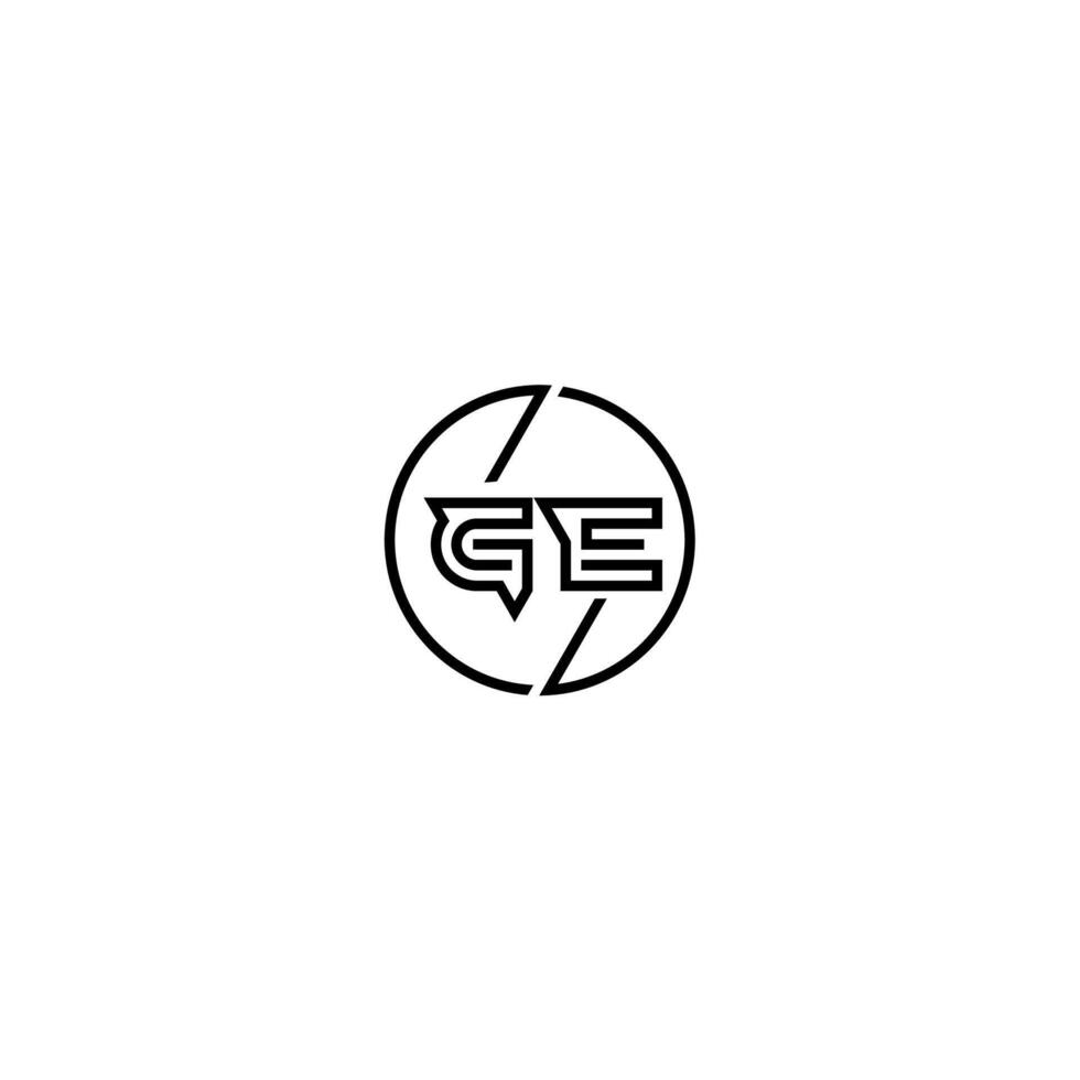 ge negrita línea concepto en circulo inicial logo diseño en negro aislado vector