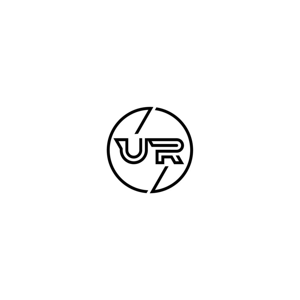 UR bold line concept in circle initial logo design in black isolated vector