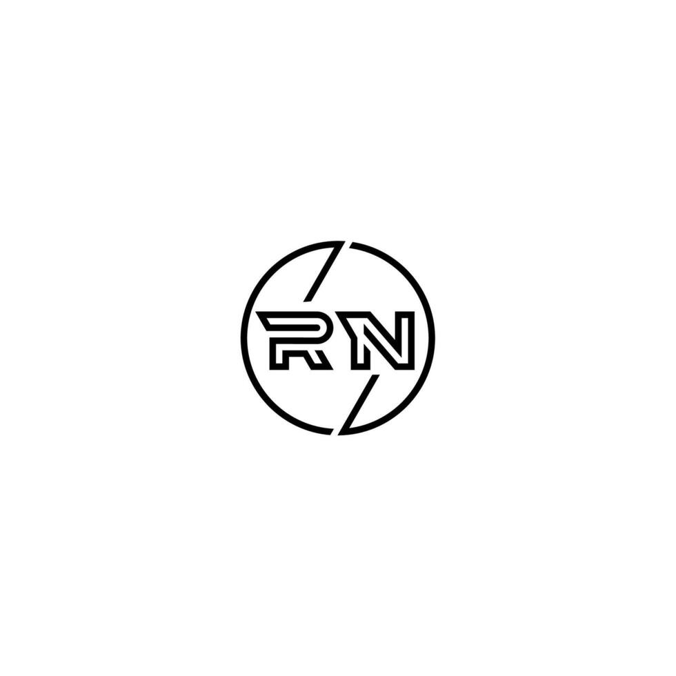 RN bold line concept in circle initial logo design in black isolated vector