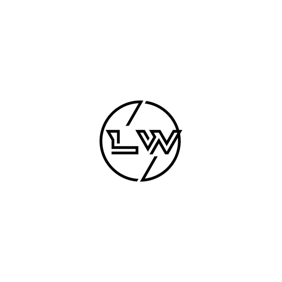 LW bold line concept in circle initial logo design in black isolated vector