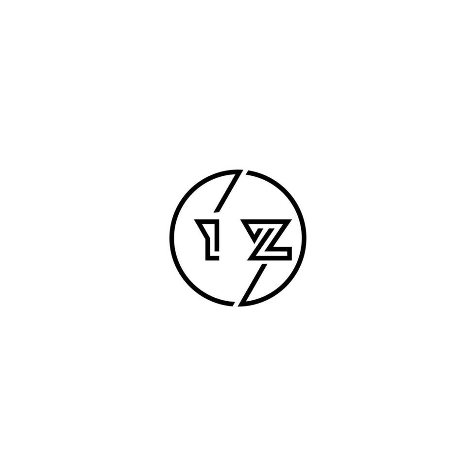 IZ bold line concept in circle initial logo design in black isolated vector