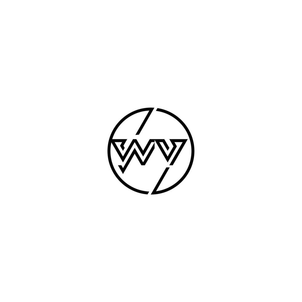 WV bold line concept in circle initial logo design in black isolated vector