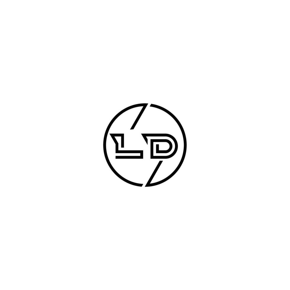 LD bold line concept in circle initial logo design in black isolated vector