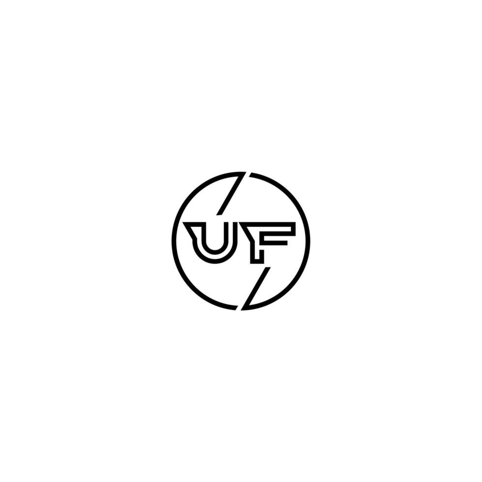 UF bold line concept in circle initial logo design in black isolated vector