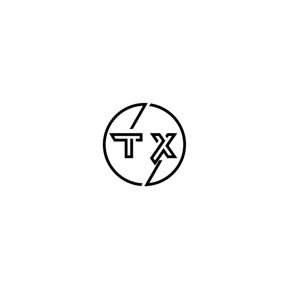 tx negrita línea concepto en circulo inicial logo diseño en negro aislado vector