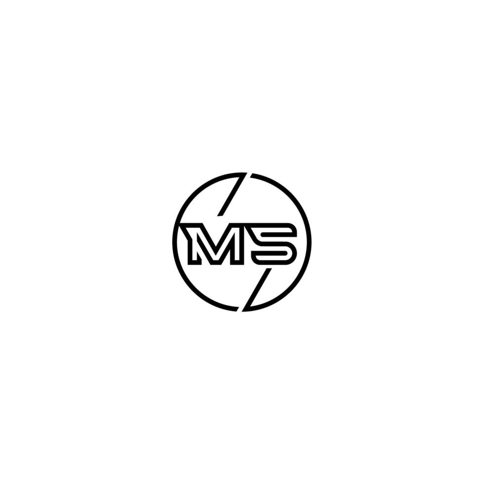 MS bold line concept in circle initial logo design in black isolated vector