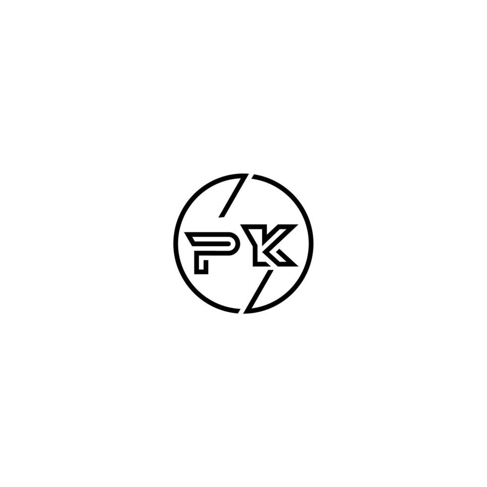 PK bold line concept in circle initial logo design in black isolated vector