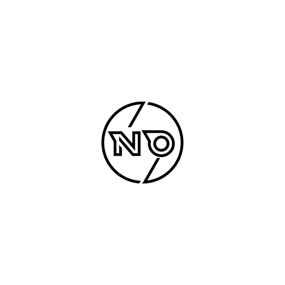 NO bold line concept in circle initial logo design in black isolated vector