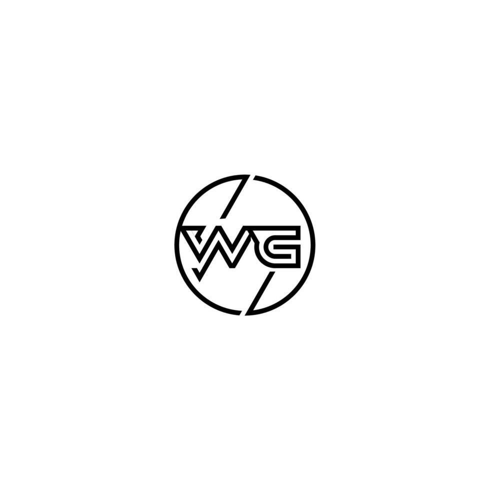 WG bold line concept in circle initial logo design in black isolated vector