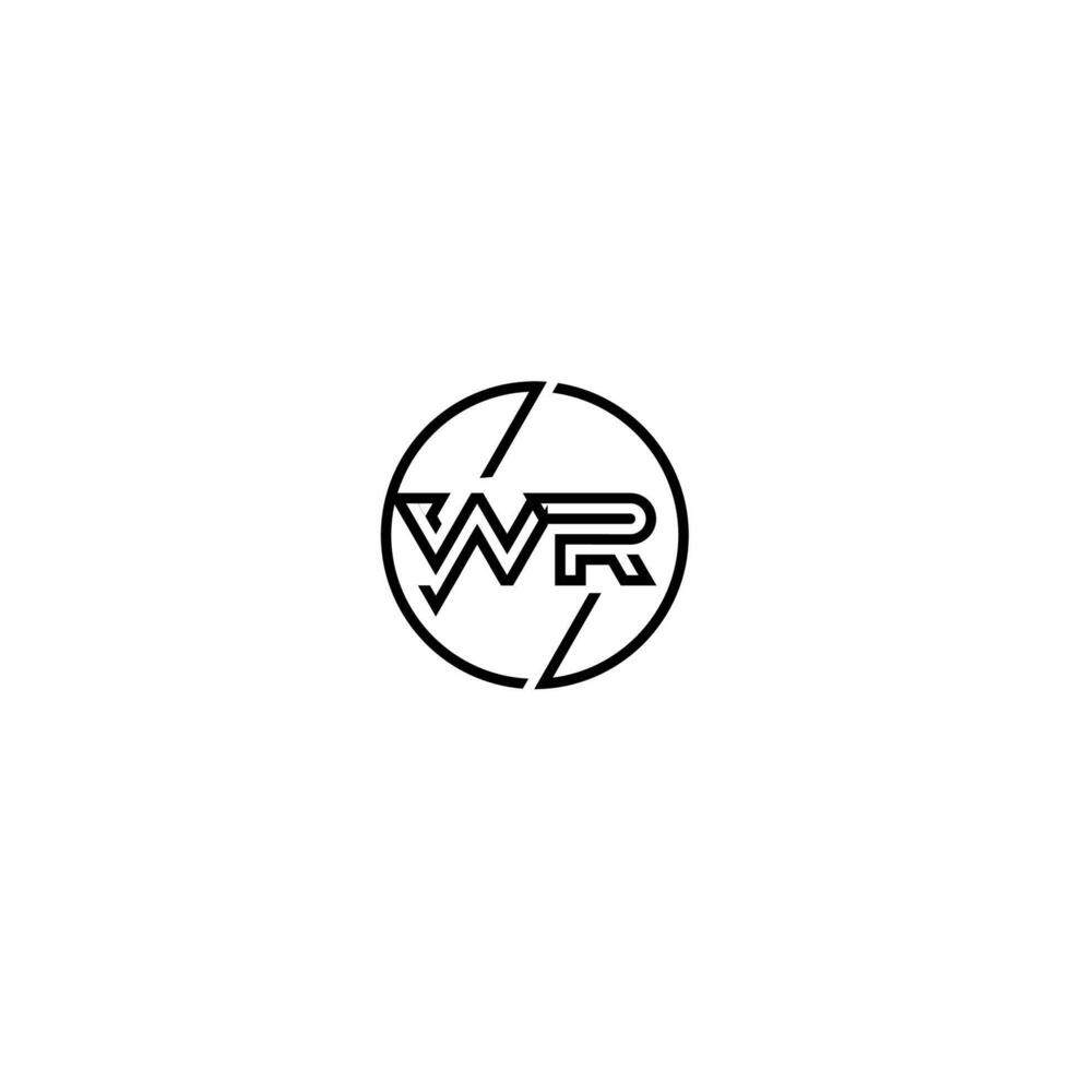 WR bold line concept in circle initial logo design in black isolated vector