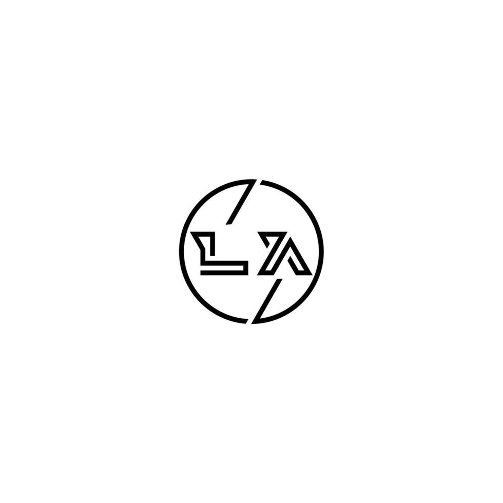 LA bold line concept in circle initial logo design in black isolated vector