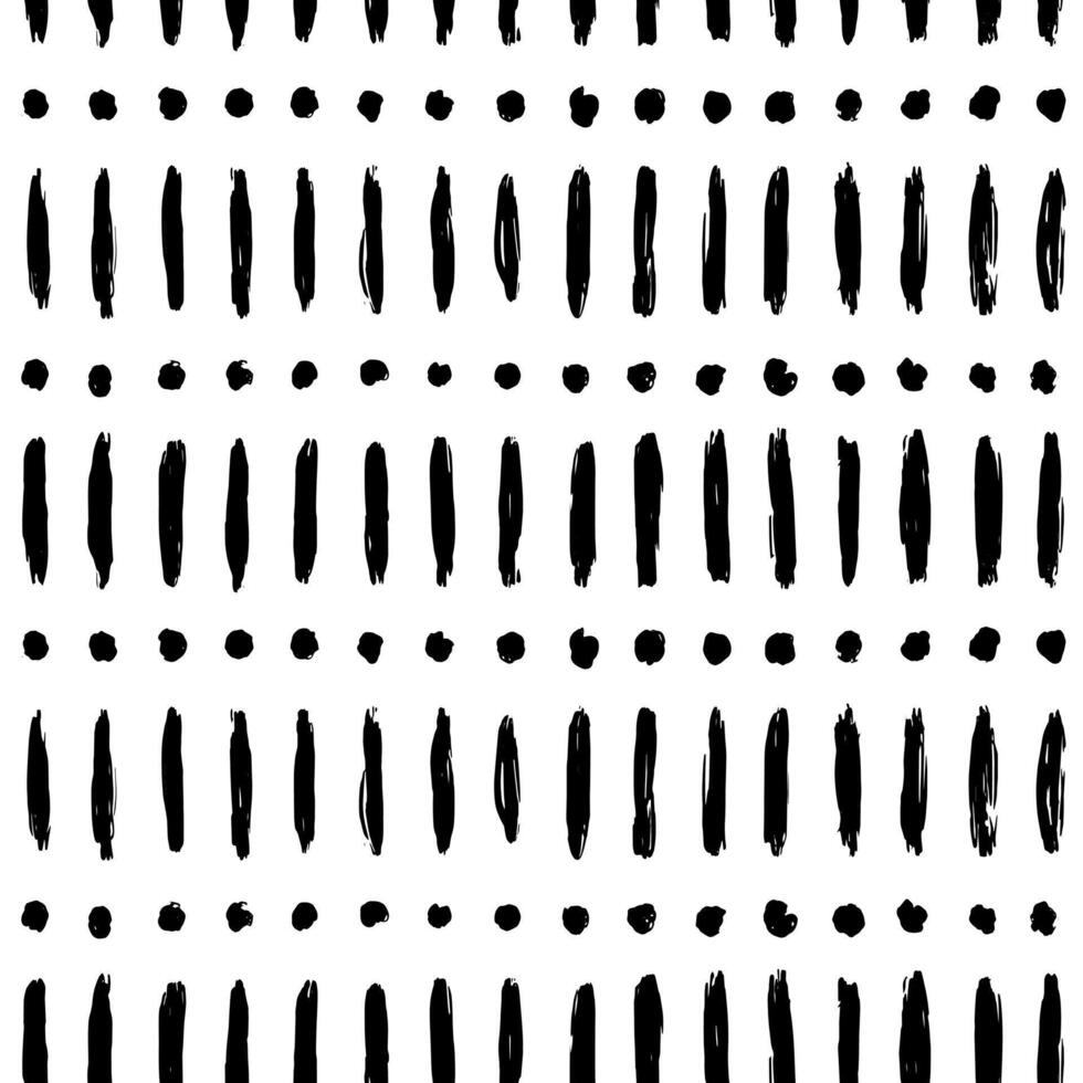 Aesthetic Contemporary printable seamless pattern with abstract line, dot, shape brush stroke in black and white colors. Boho background in minimalist style vector Illustration for wallpaper fabric