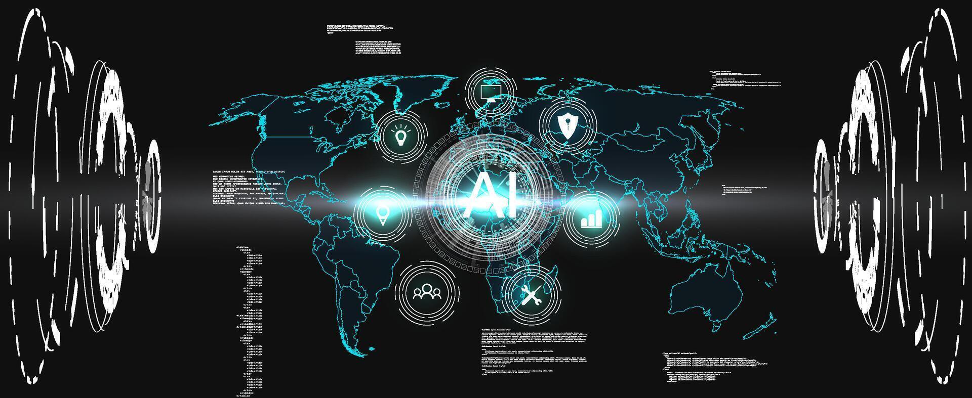 colección de moderno resumen carteles en ácido estilo. digital diseño elementos hud estilo. de moda 2022 formas en cyberpunk estilo. vector