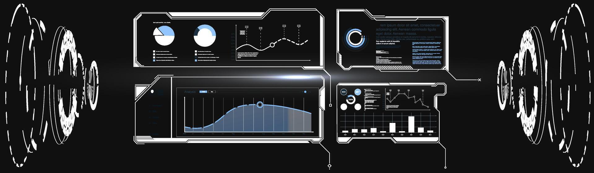 Collection of modern abstract posters in acid style. Digital design elements hud style. Trendy 2022 shapes in cyberpunk style. vector