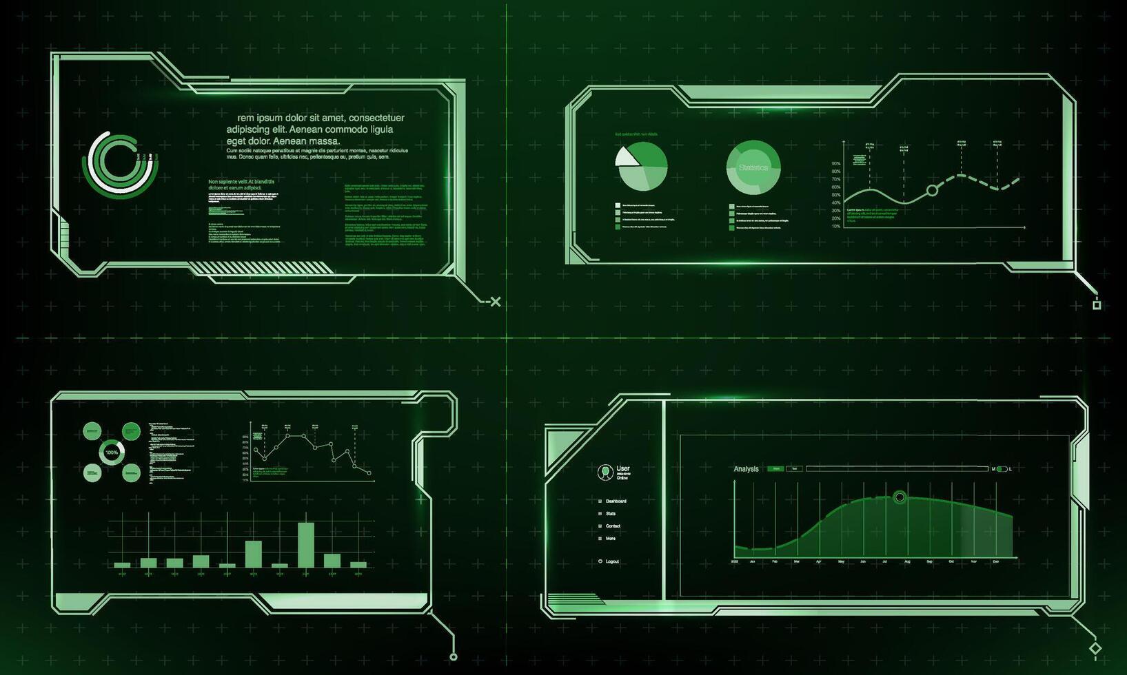 colección de moderno resumen carteles en ácido estilo. digital diseño elementos hud estilo. de moda 2022 formas en cyberpunk estilo. vector