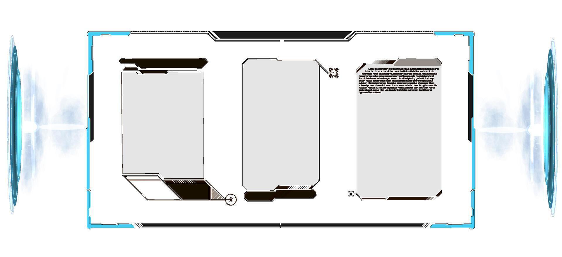 Head-up display elements for the web and app. Futuristic user interface. set of black and white infographic elements. vector