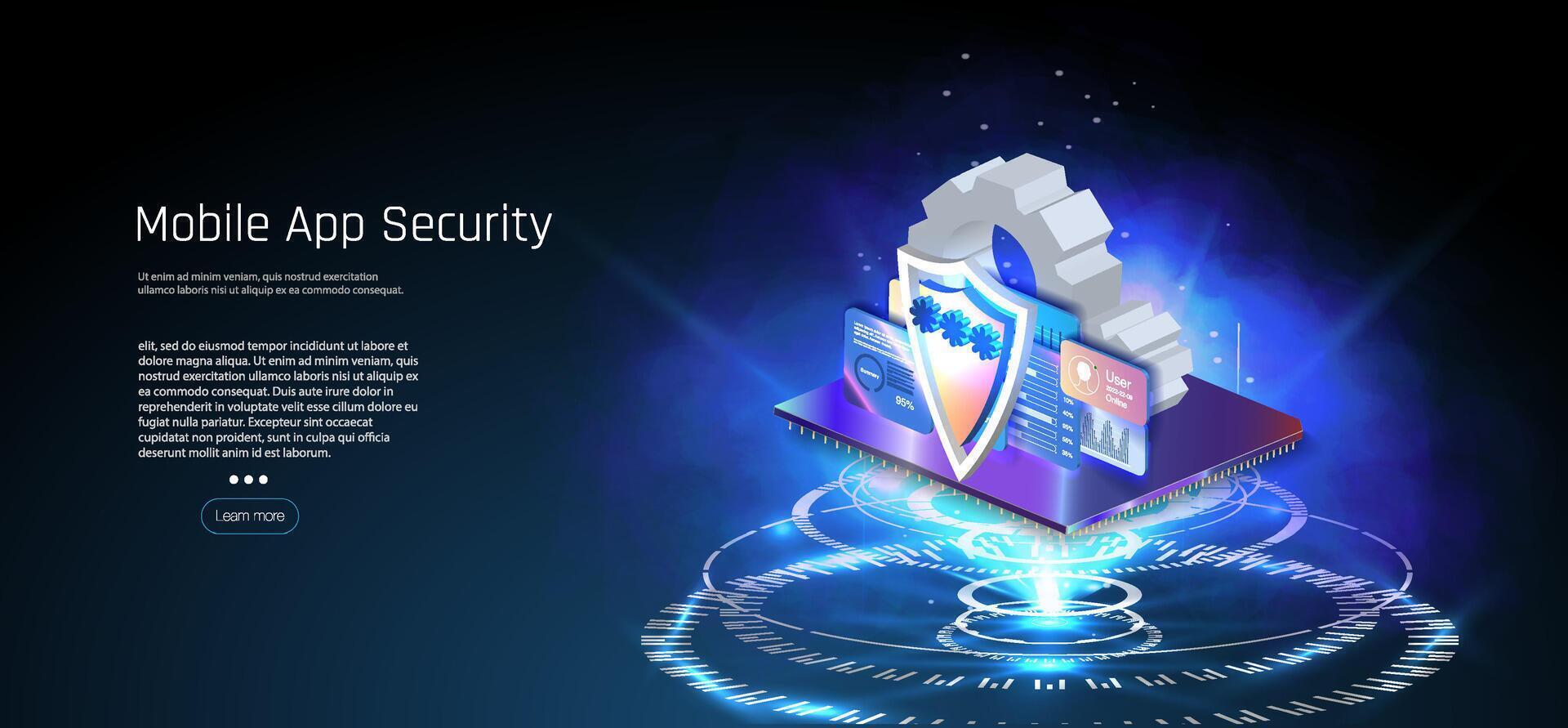 Central Computer Processors CPU concept. Motherboard digital chip. processor with lights on the blue background. Quantum computer, large data processing, vector