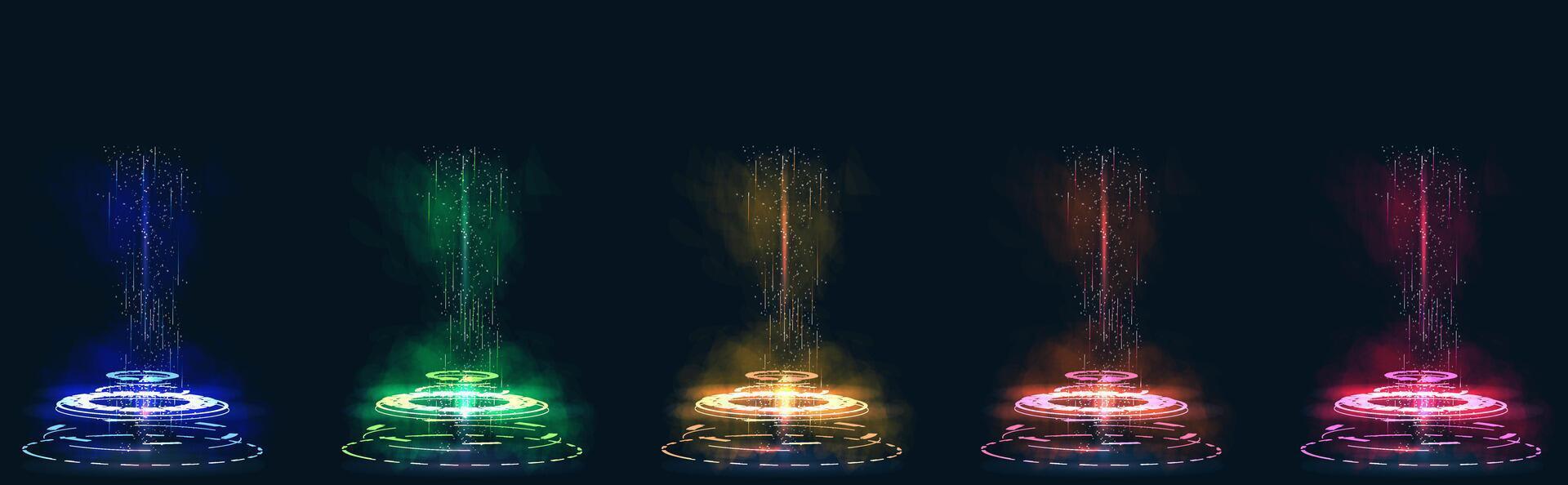 Collection of modern abstract posters in acid style. Digital design elements hud style. Trendy 2022 shapes in cyberpunk style. vector