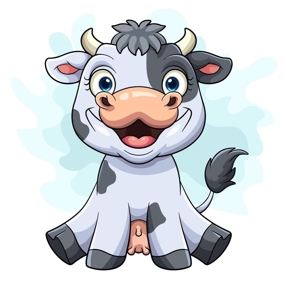 linda pequeño vaca dibujos animados en blanco antecedentes vector