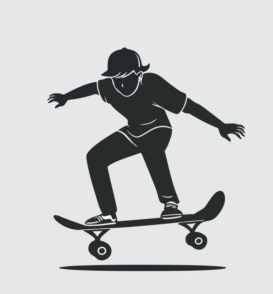 AI generated skateboarder silhouette vector