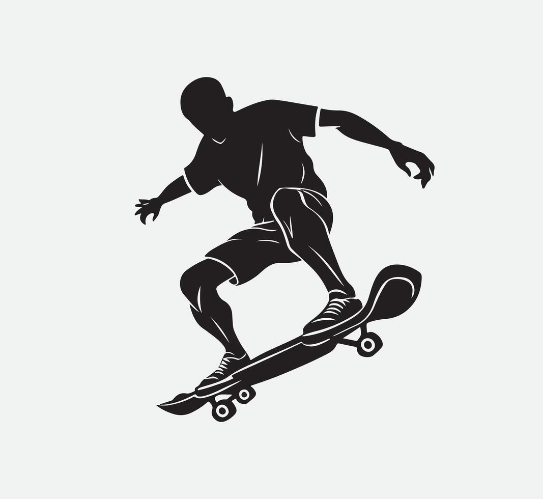 AI generated skateboarder silhouette vector