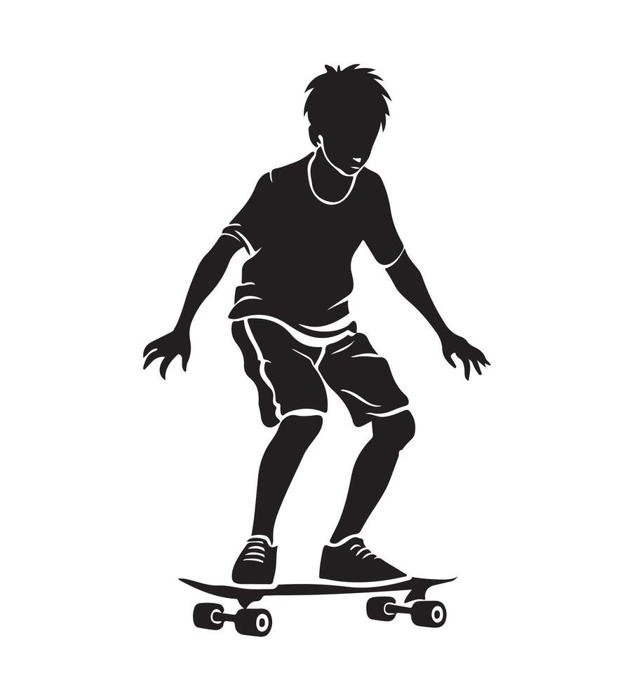 AI generated skateboarder silhouette vector