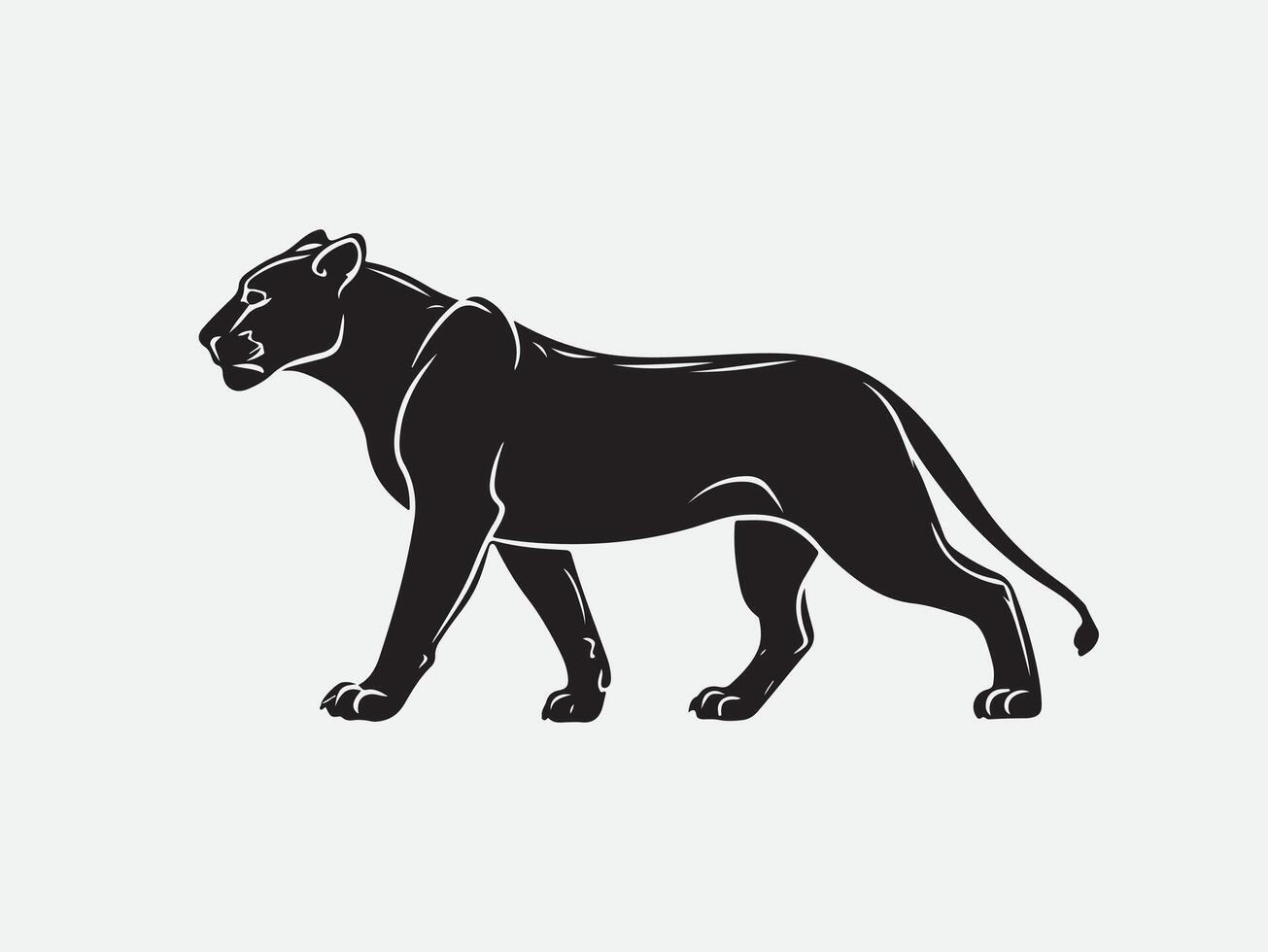 AI generated Silhouette of a female lion vector