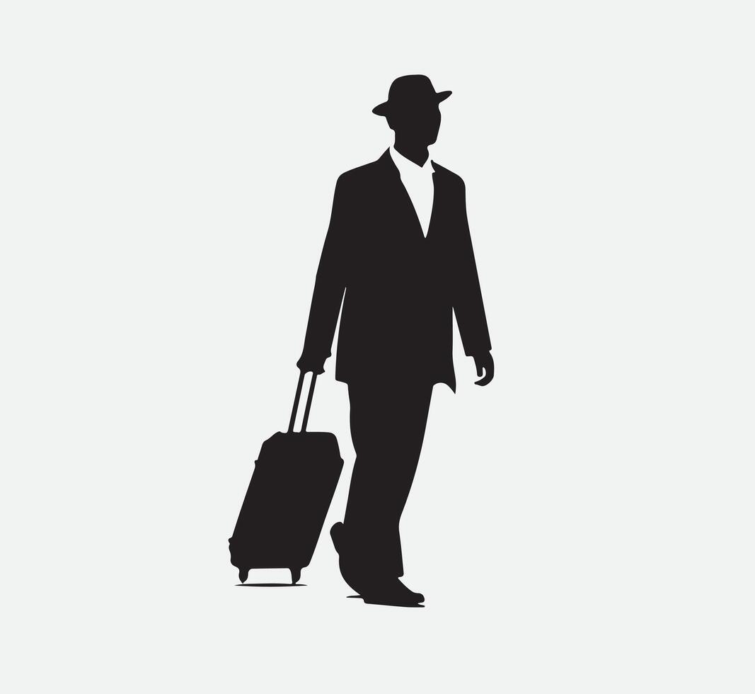 AI generated silhouette of a person with a suitcase vector
