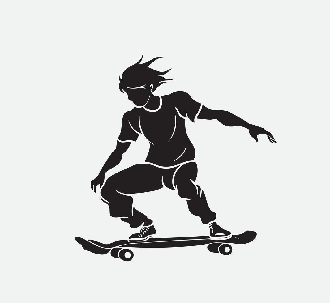 AI generated skateboarder silhouette vector