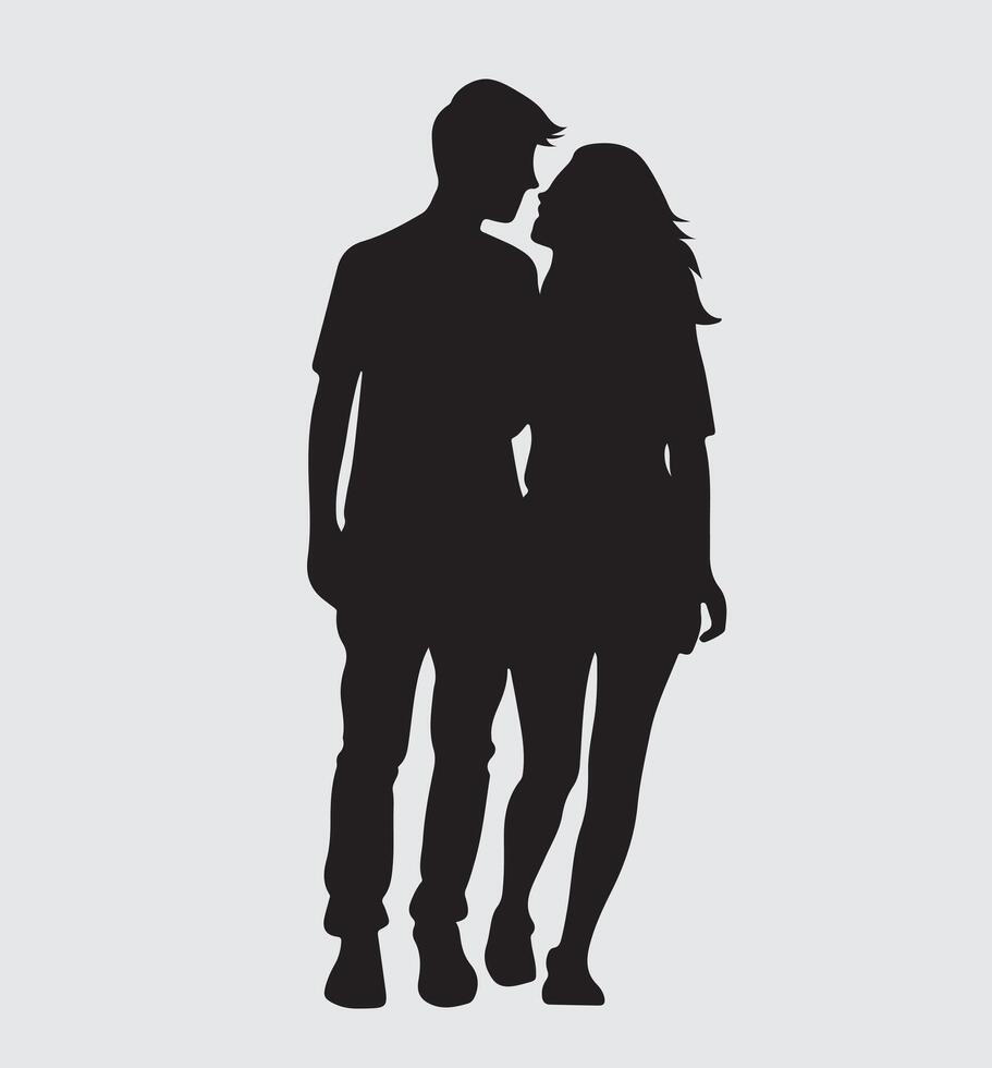 AI generated Silhouette of bride and groom vector