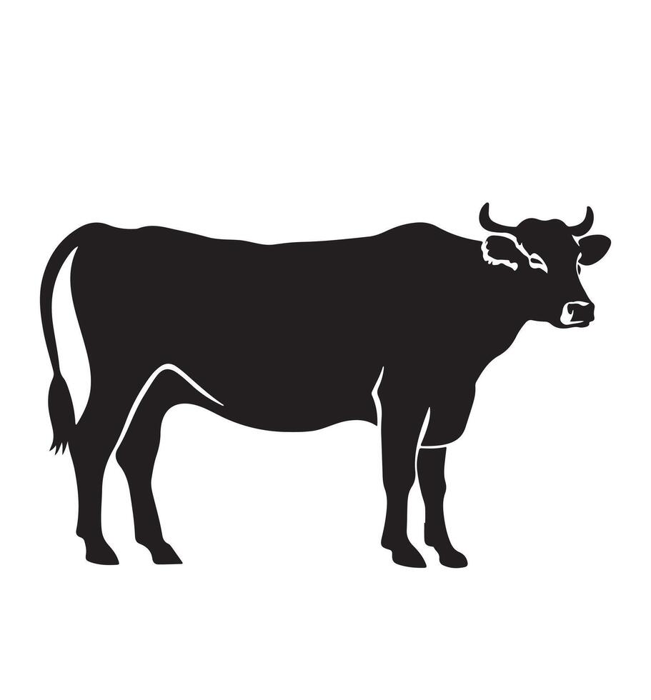 silueta vaca aislado en blanco vector