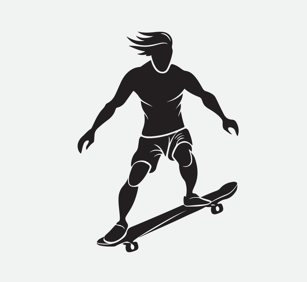 AI generated skateboarder silhouette vector